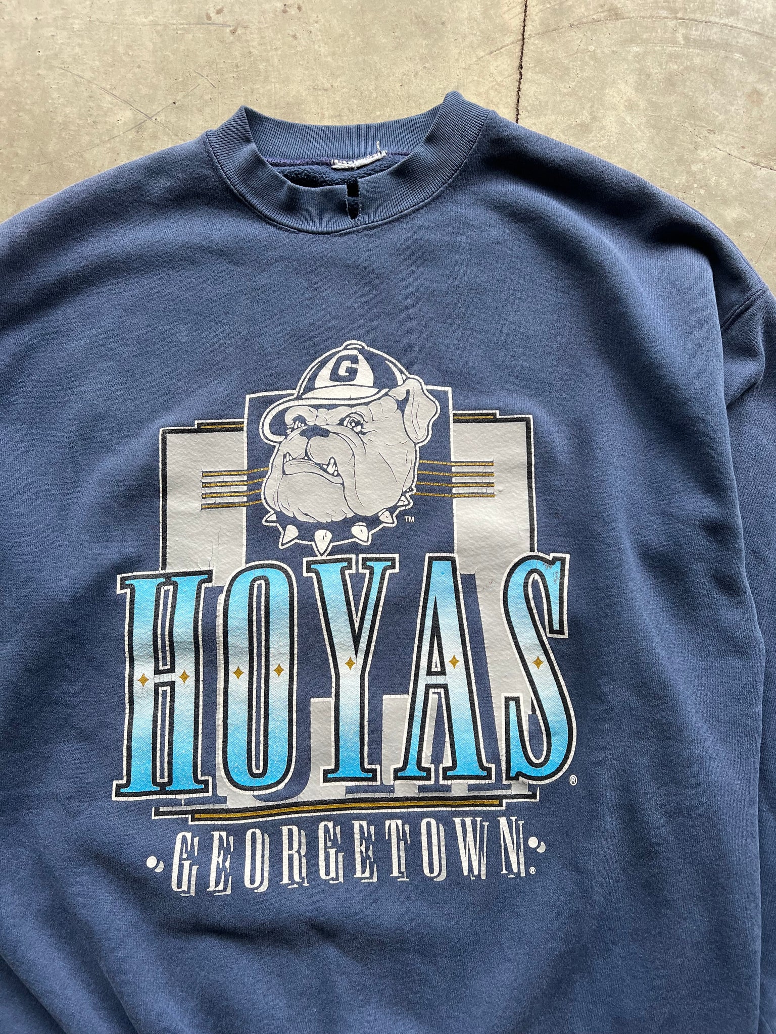 1990S GEORGETOWN HOYAS NAVY CREW / XLARGE