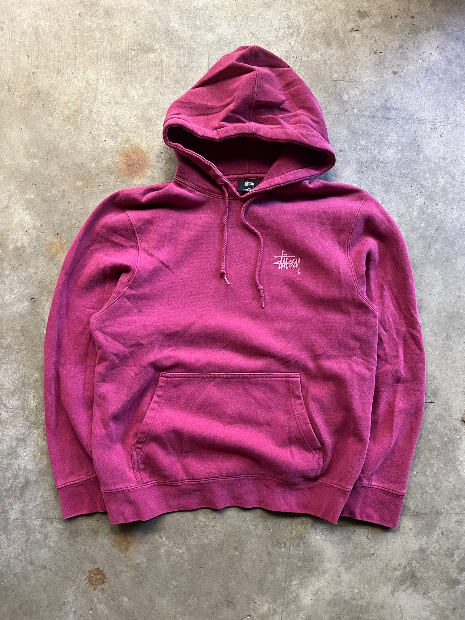 STUSSY MAROON LOGO HOODIE / SMALL