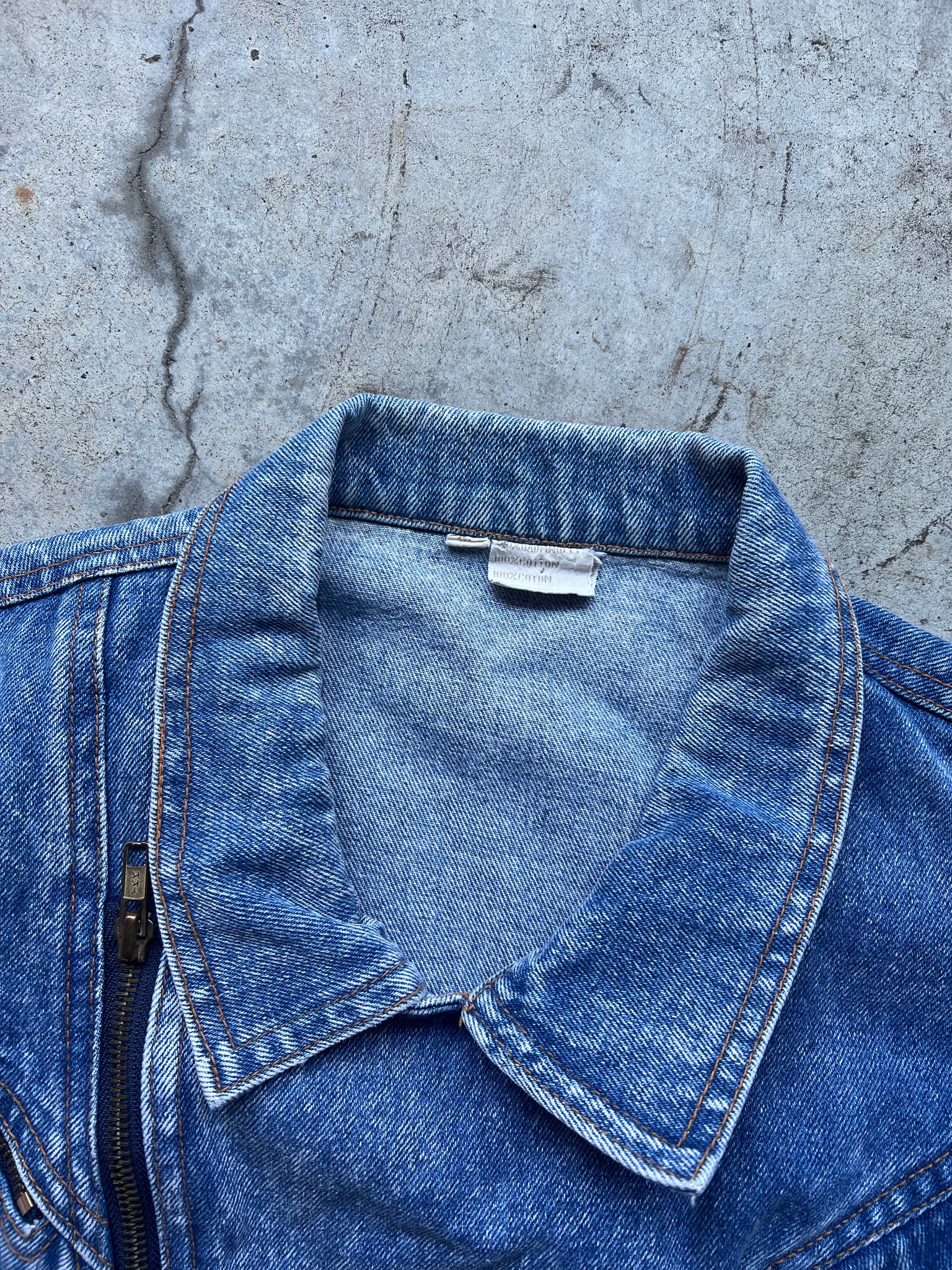 VINTAGE DENIM MOTO JACKET / LARGE