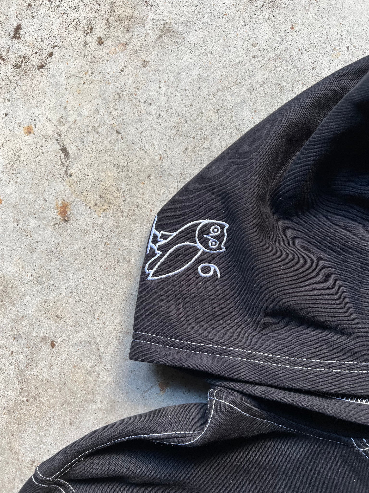 OVO CONTRAST STITCH BLACK HOODIE / XXLARGE