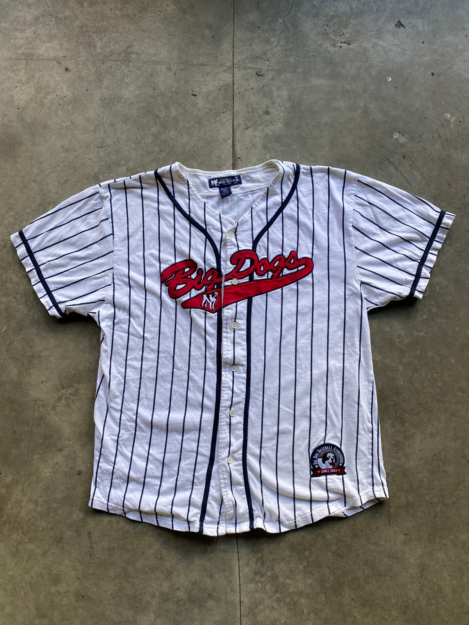 BIG DOGS PINSTRIPE BASEBALL JERSEY / XLARGE