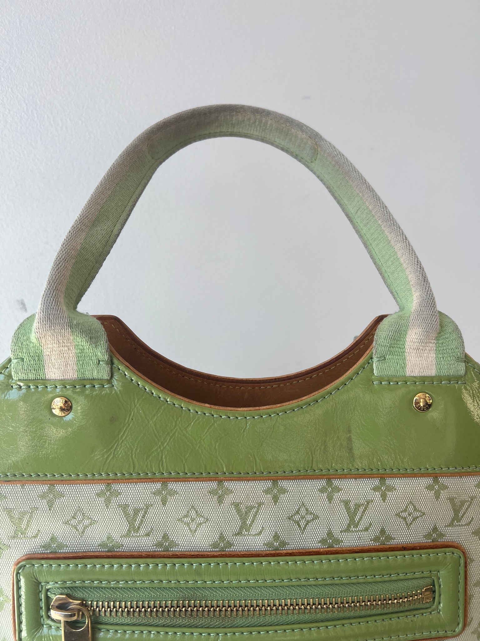 LOUIS VUITTON KATHLEEN LINEN HANDBAG / MATCHA GREEN