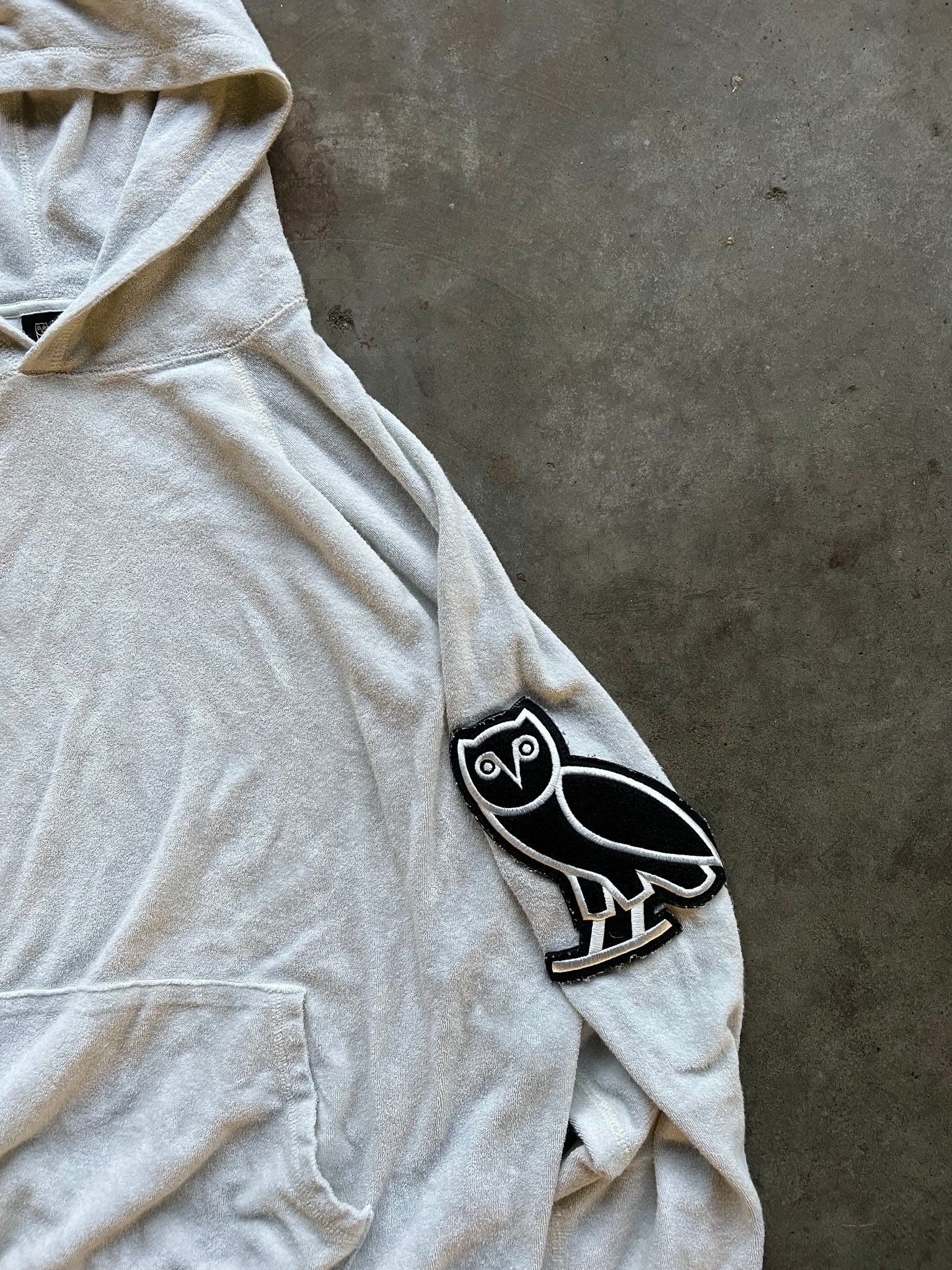 OVO CREAM VELOUR HOODIE / XLARGE