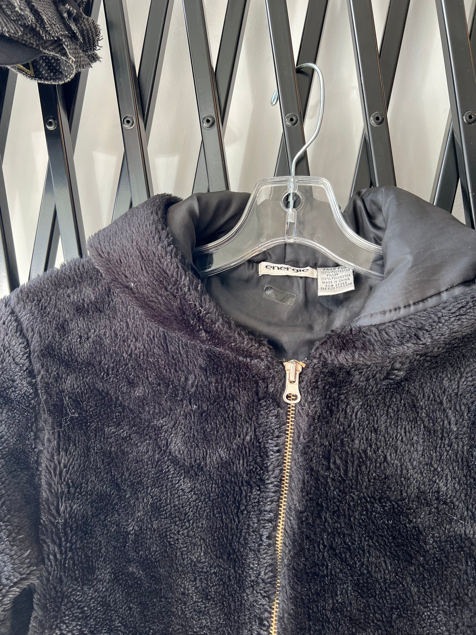 ENERGIE BLACK FUR ZIPUP HOODIE / MEDIUM