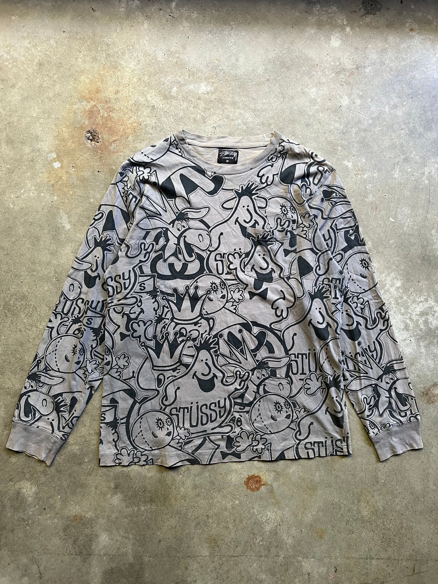 STUSSY 00S CHARACTER PRINT LONGSLEEVE / MEDIUM