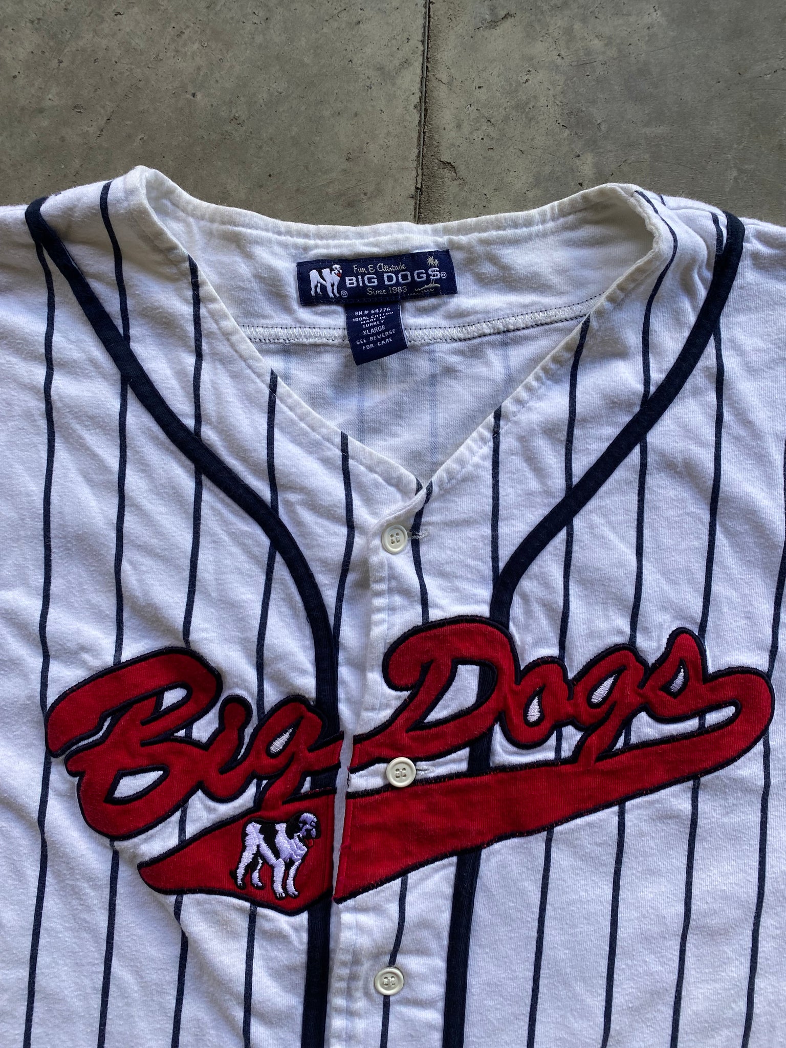 BIG DOGS PINSTRIPE BASEBALL JERSEY / XLARGE