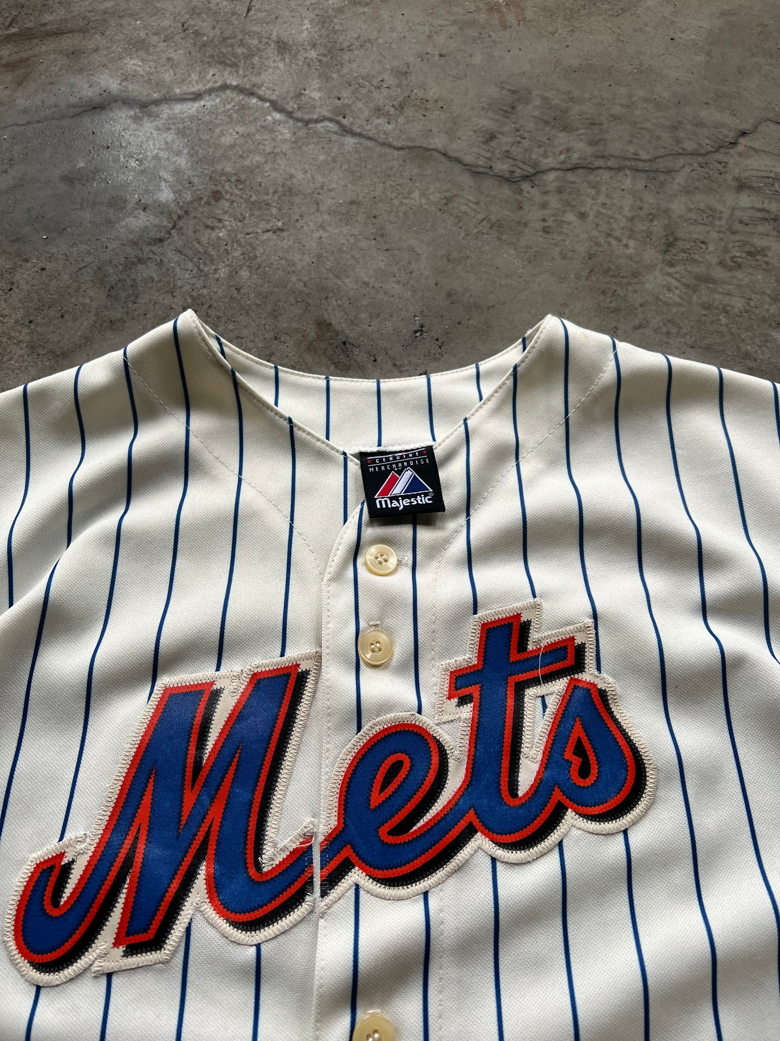 METS PINSTRIPE BASEBALL JERSEY / MEDIUM