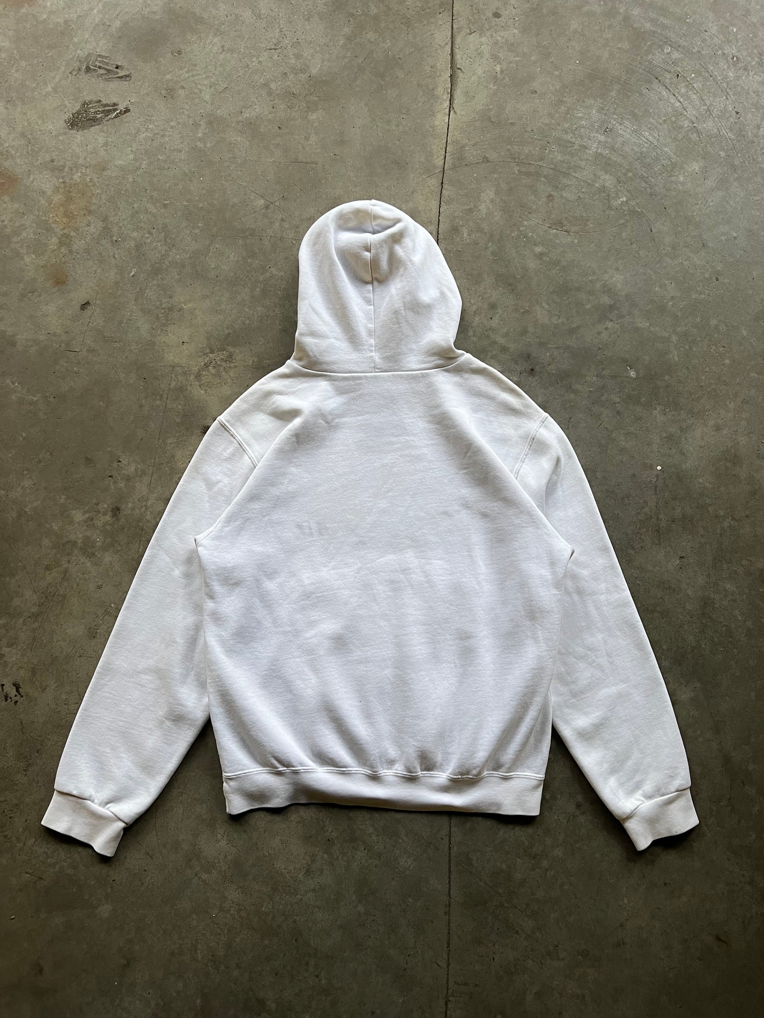 2000s NIKE WHITE MIDDLE SWOOSH HOODIE / SMALL