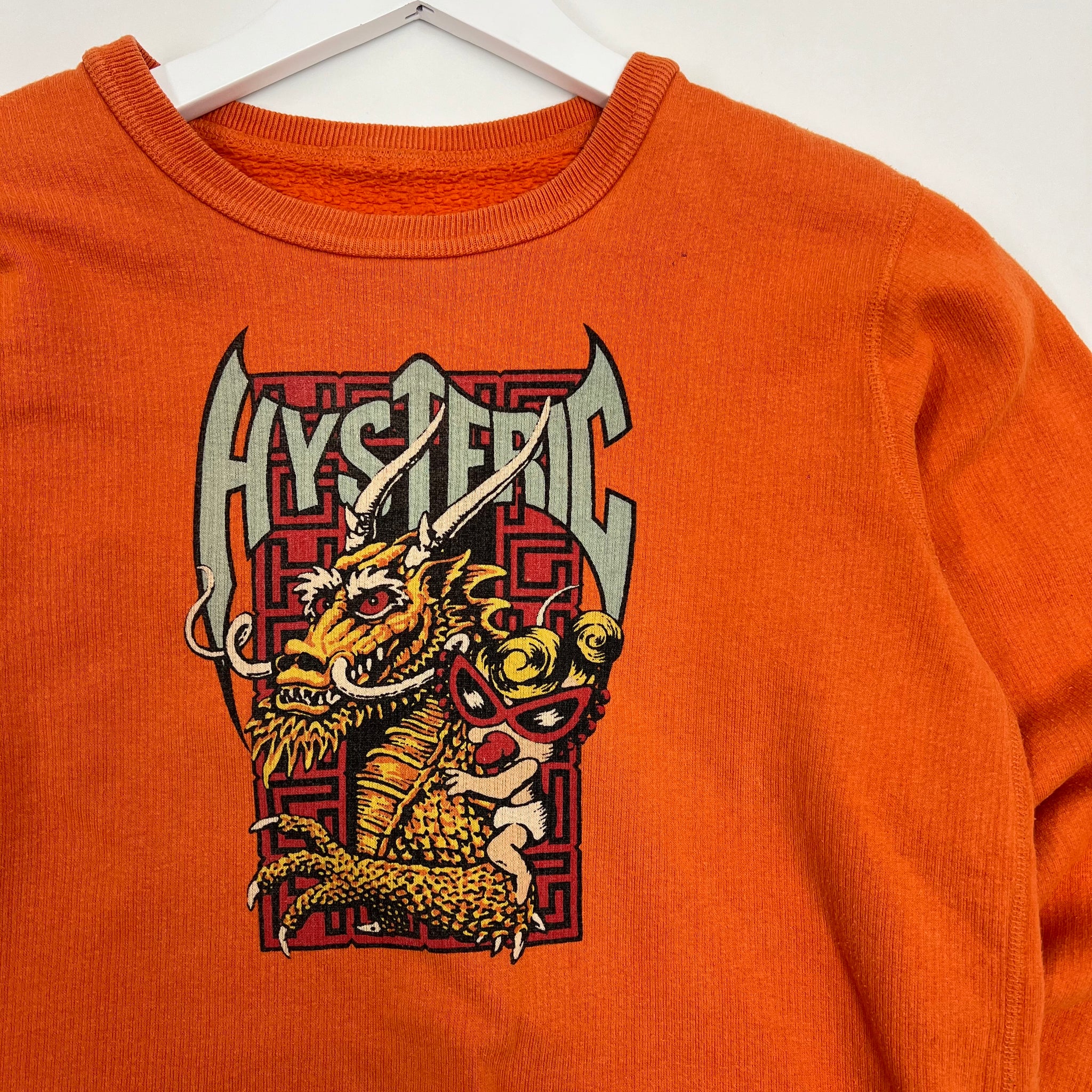 Hysteric Glamour orange reversible dragon crewneck 