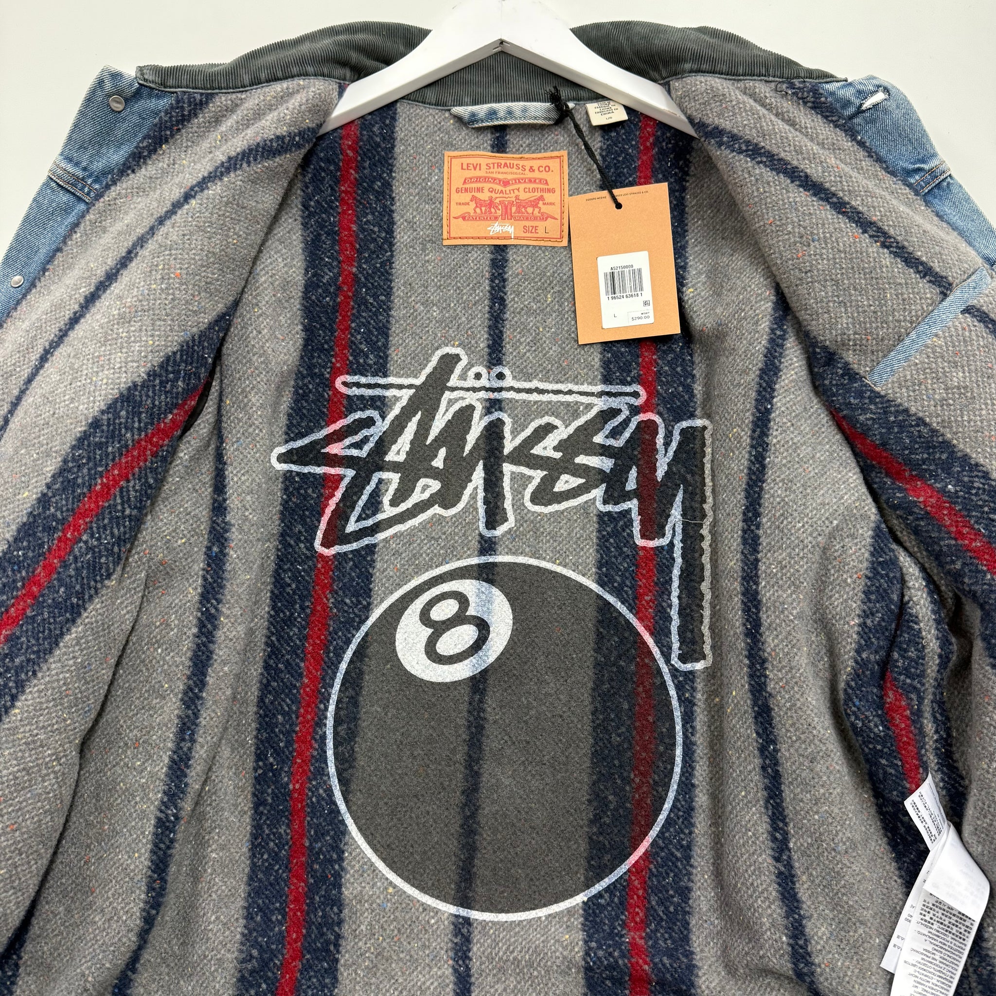 Stussy x Levi’s embossed praglad trucker jacket  Vancouver Vintage Streetwear Levis Front Denim 