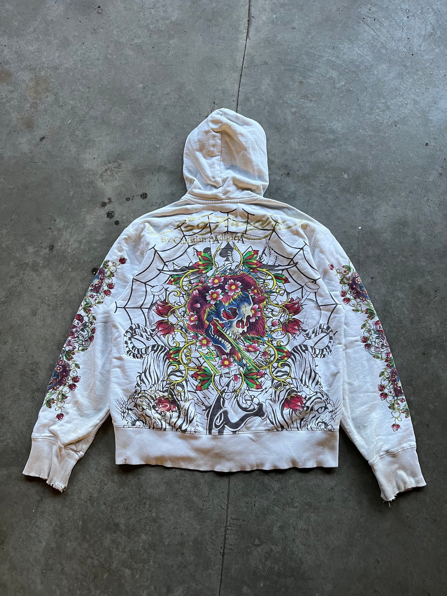 ED HARDY ZIP-UP HOODIE / LARGE