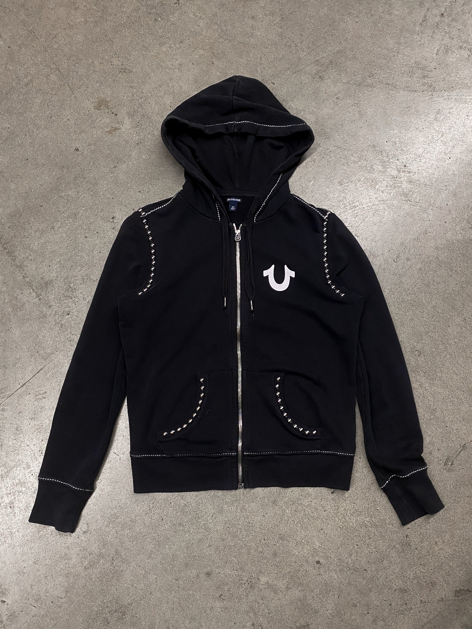 TRUE RELIGION BLACK HOODIE / Medium – Fish Market Studio