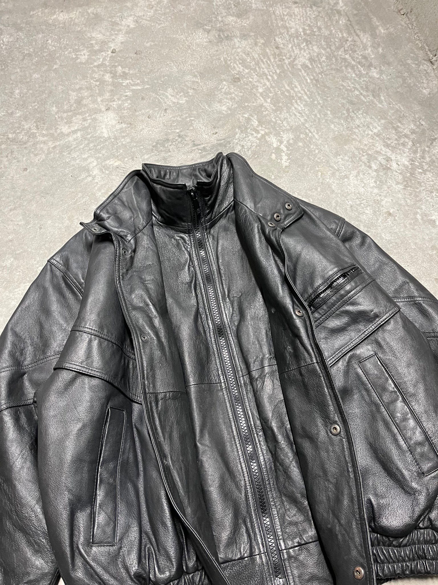 Pelle Cuir Double Closure Leather Jacket / LARGE