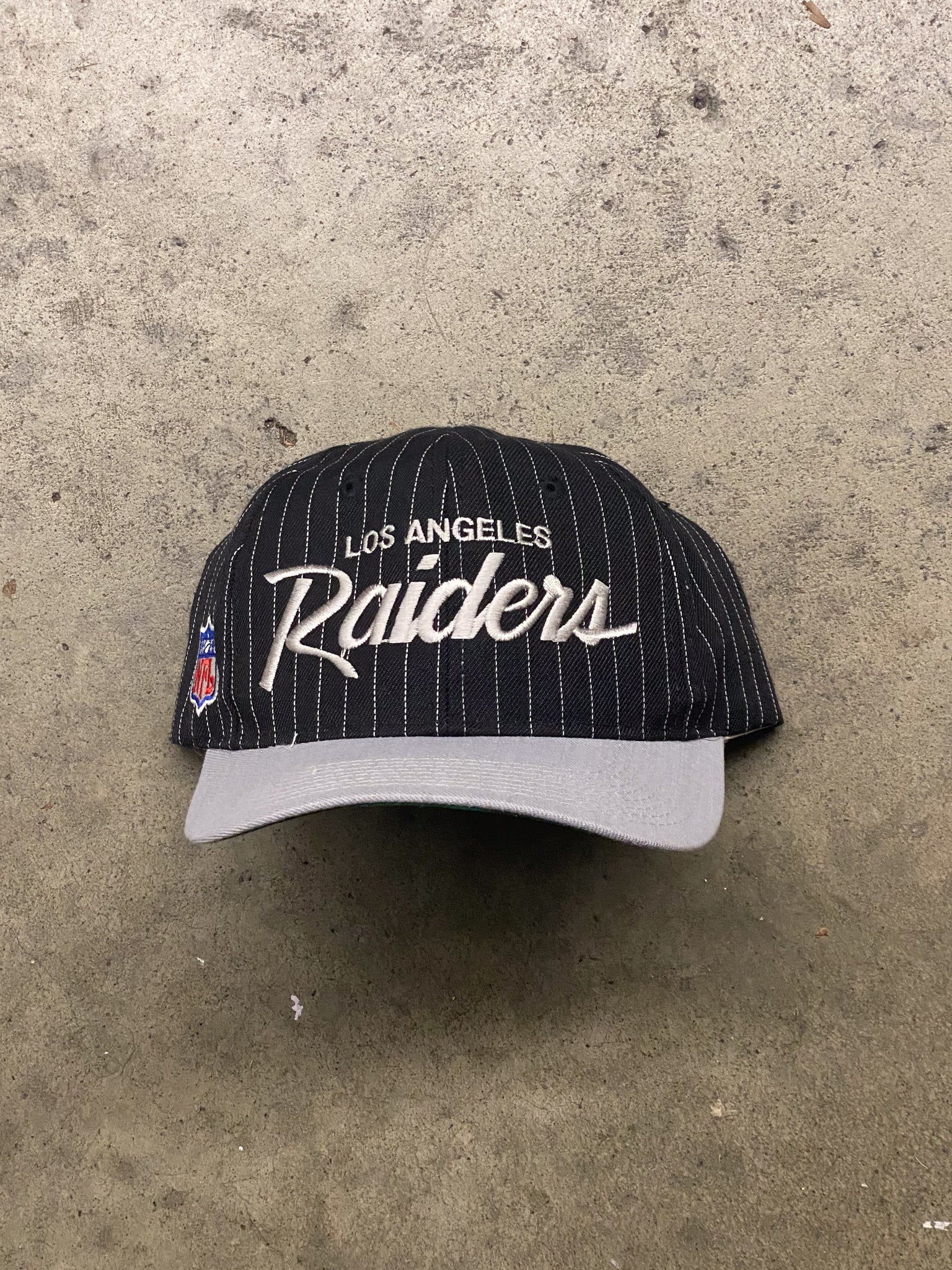 1990S LA RAIDERS PINSTRIPE DOUBLE LINE SNAPBACK