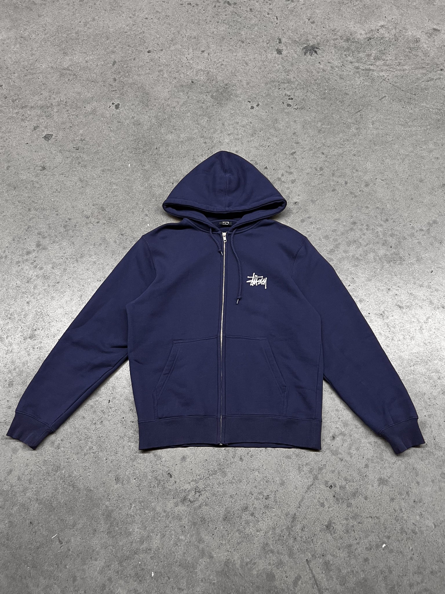 STUSSY CLASSIC LOGO ZIP UP HOODIE / SMALL