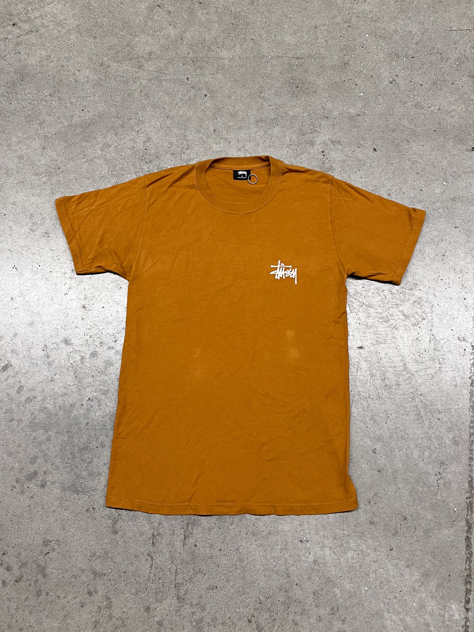 STUSSY ORANGE LOGO TEE/ SMALL