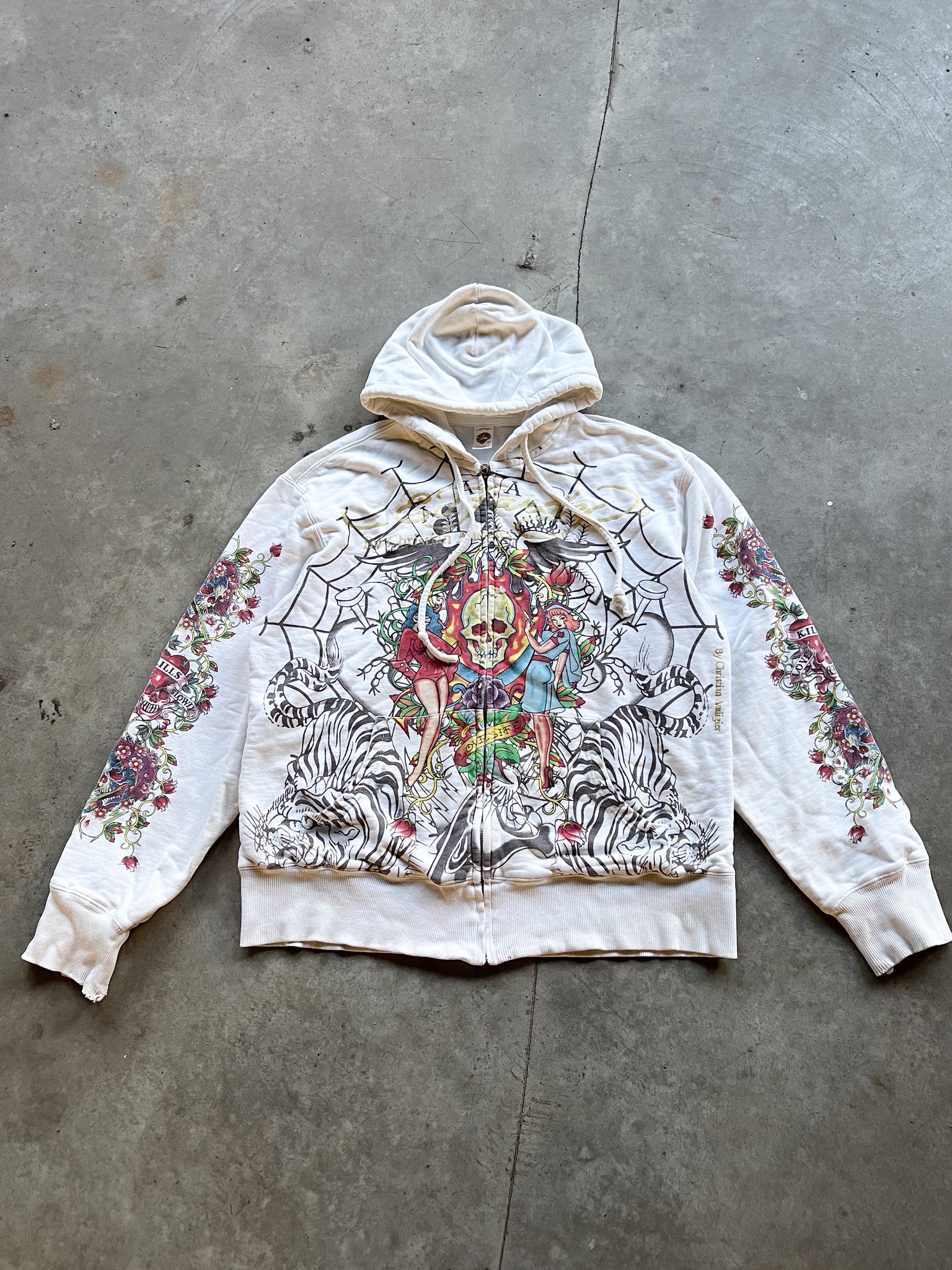 ED HARDY ZIP-UP HOODIE / LARGE