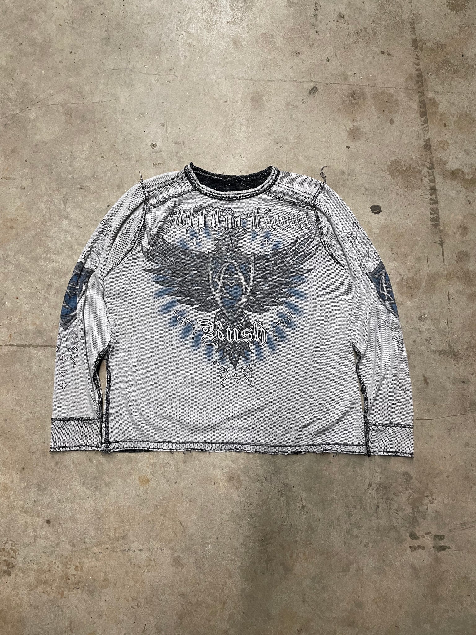 1990s AFFLICTION REVERSIBLE THERMAL LONGSLEEVE / MEDIUM