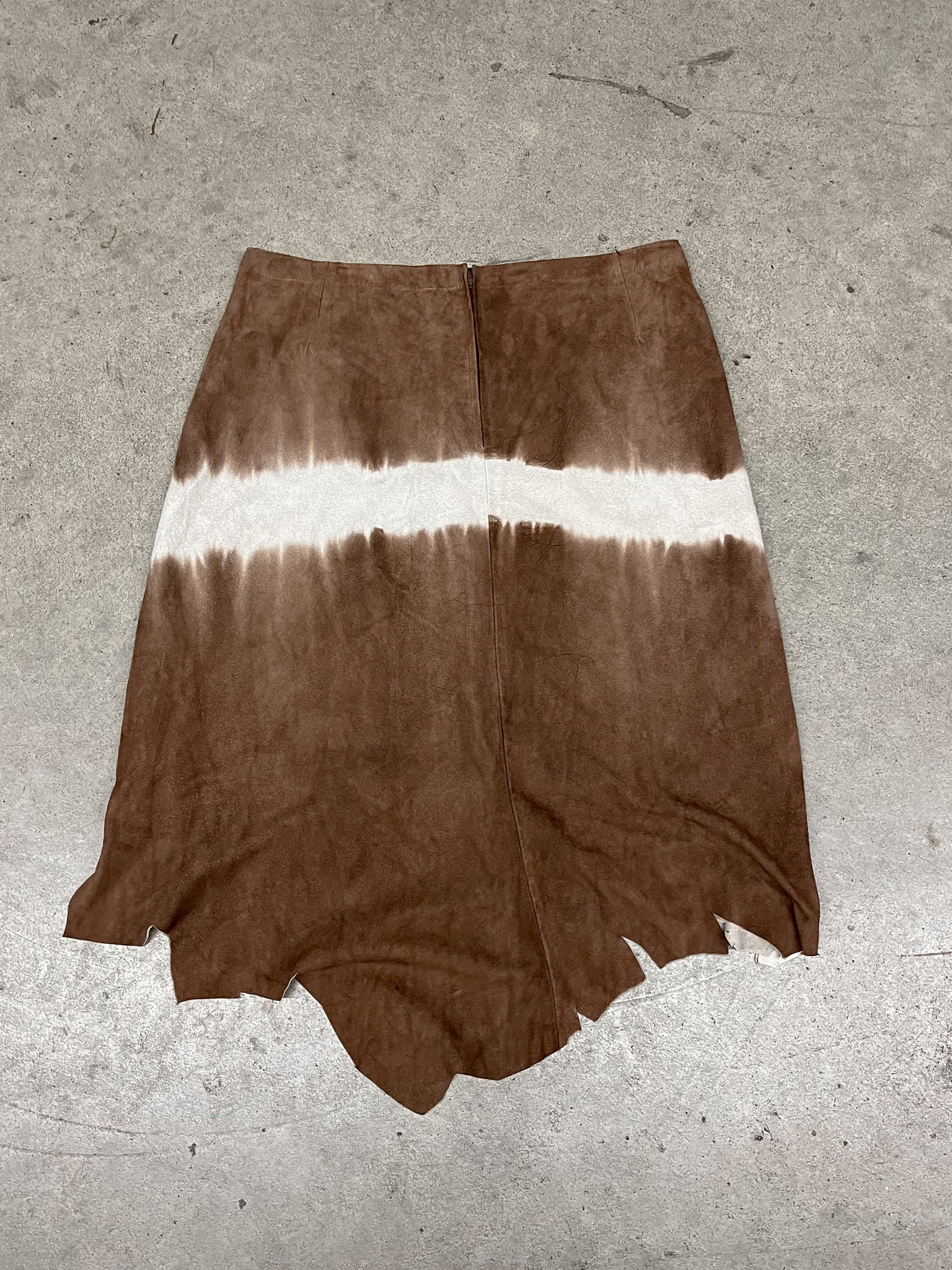 Leather Raw Hem Skirt / 34