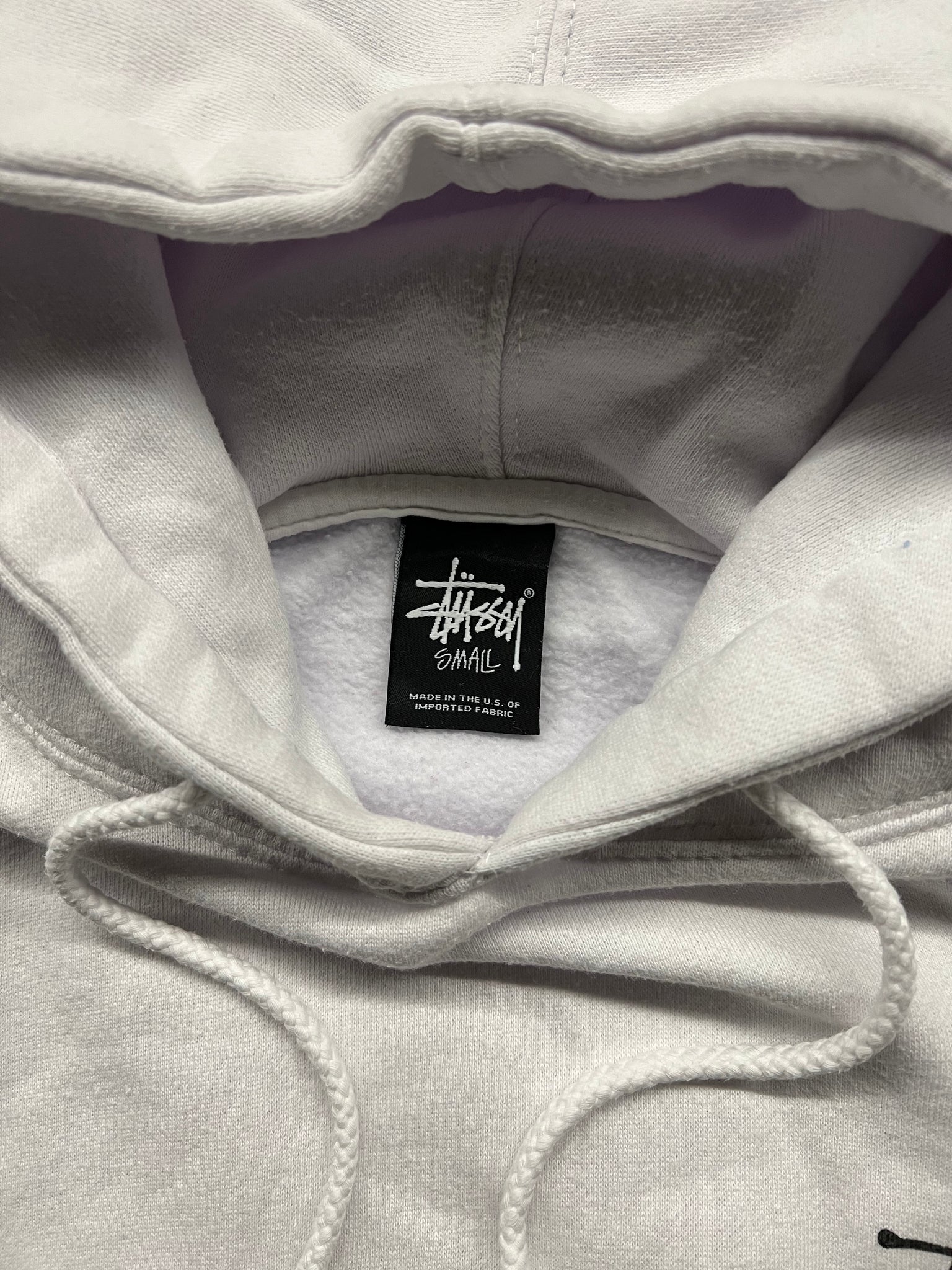 STUSSY LOGO WHITE HOODIE / Small