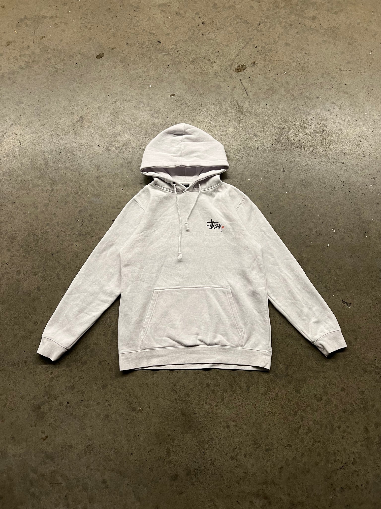 STUSSY LOGO WHITE HOODIE / Small