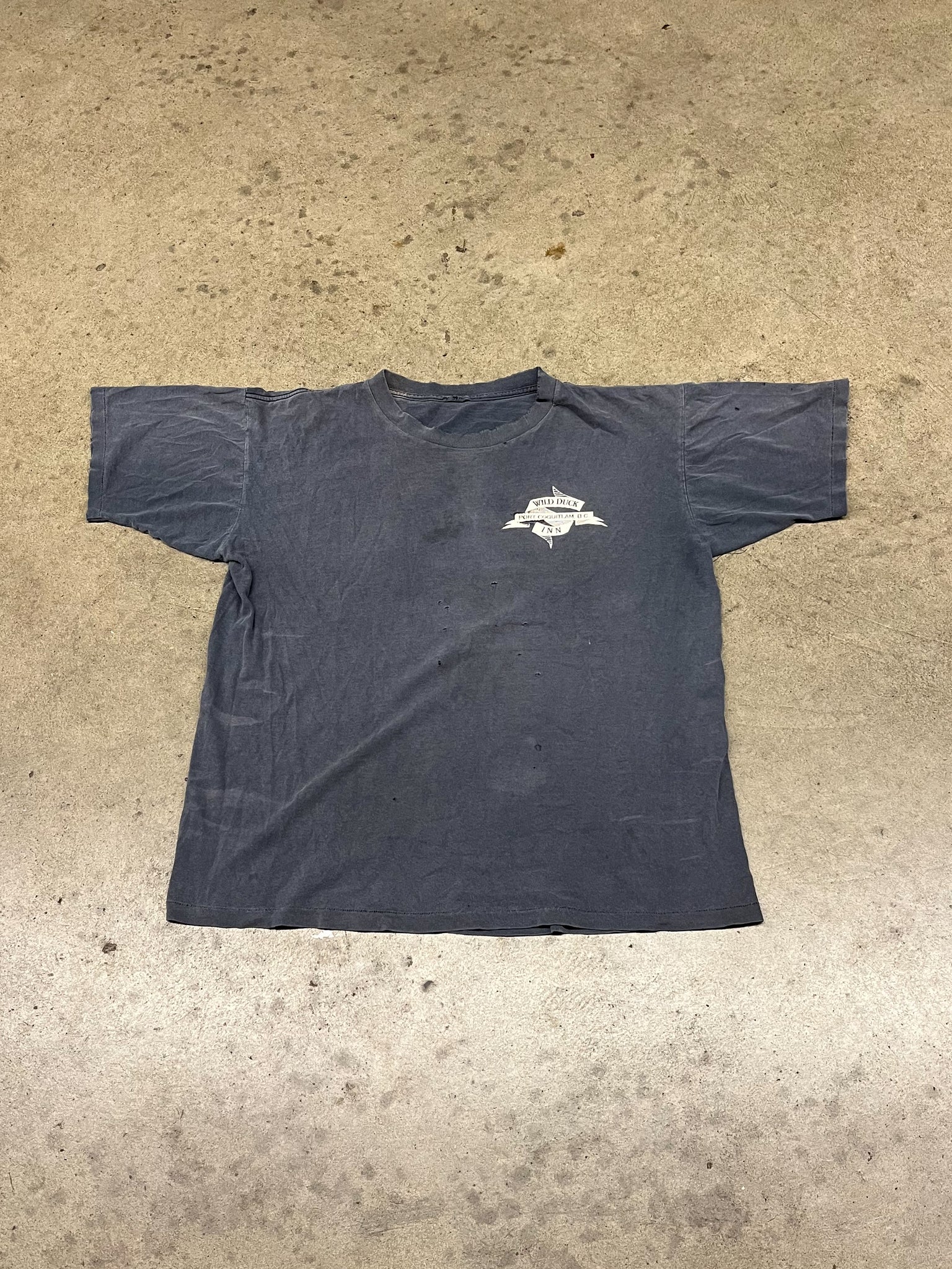 1990S Distressed Wild Duck Faded Black Tee / XLARGE