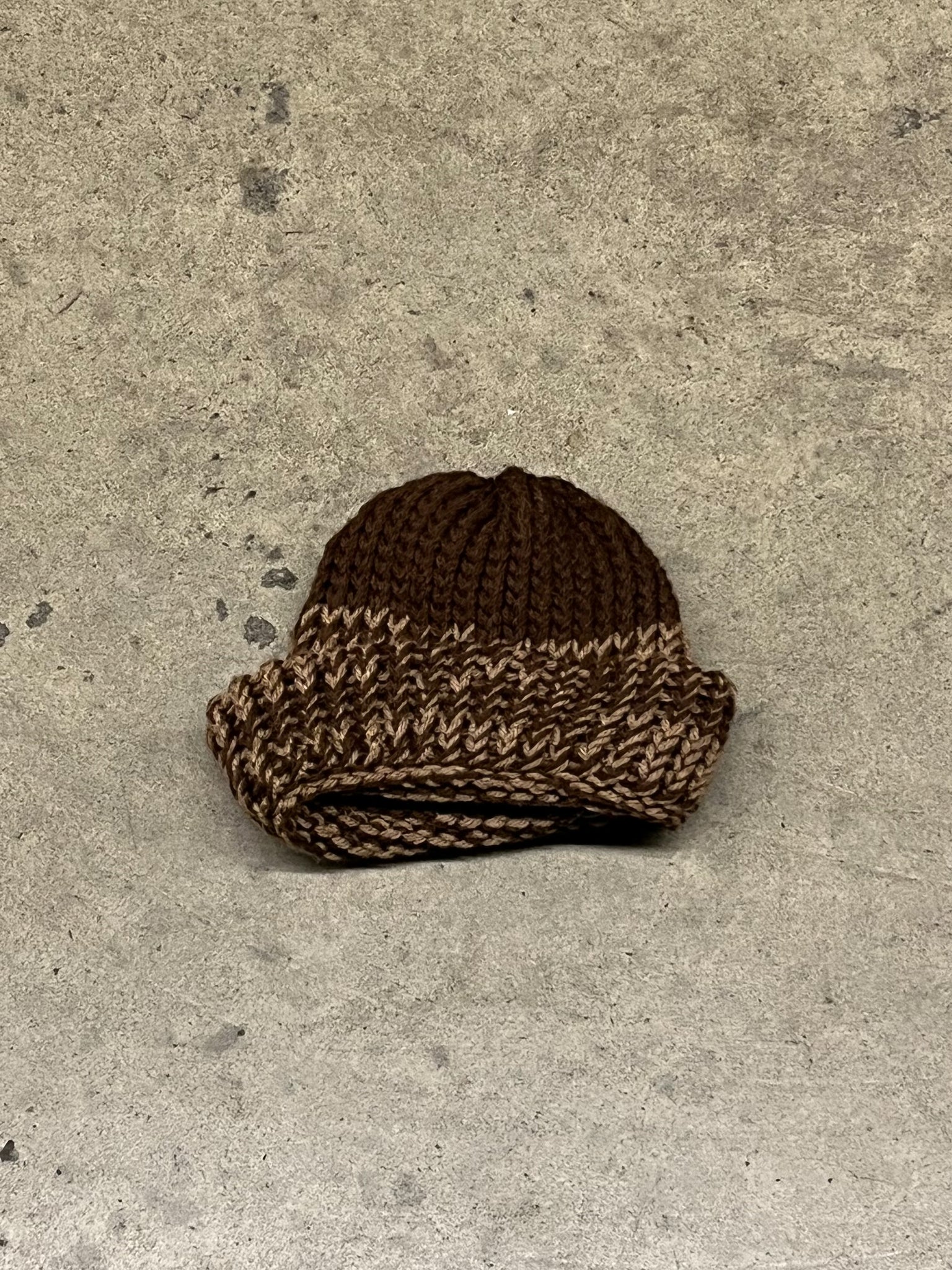 TWO TONE KNIT WOOL BEANIE / ONE SIZE