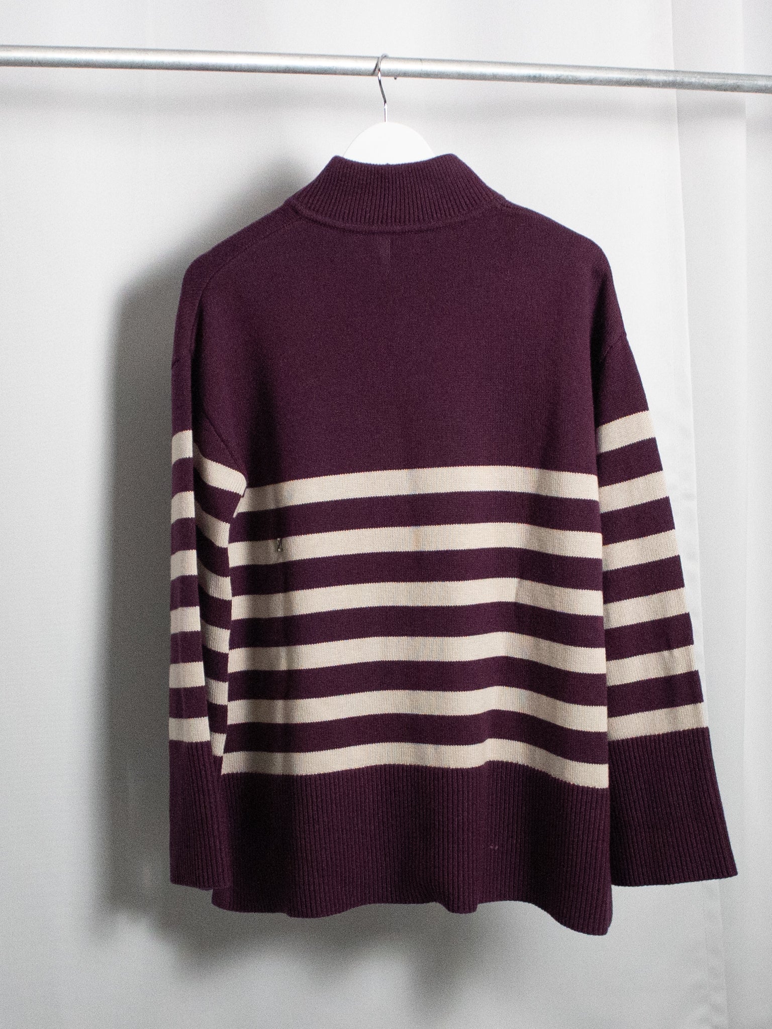 KIT & ACE STRIPE 3/4 ZIPPER SWEATER / SMALL