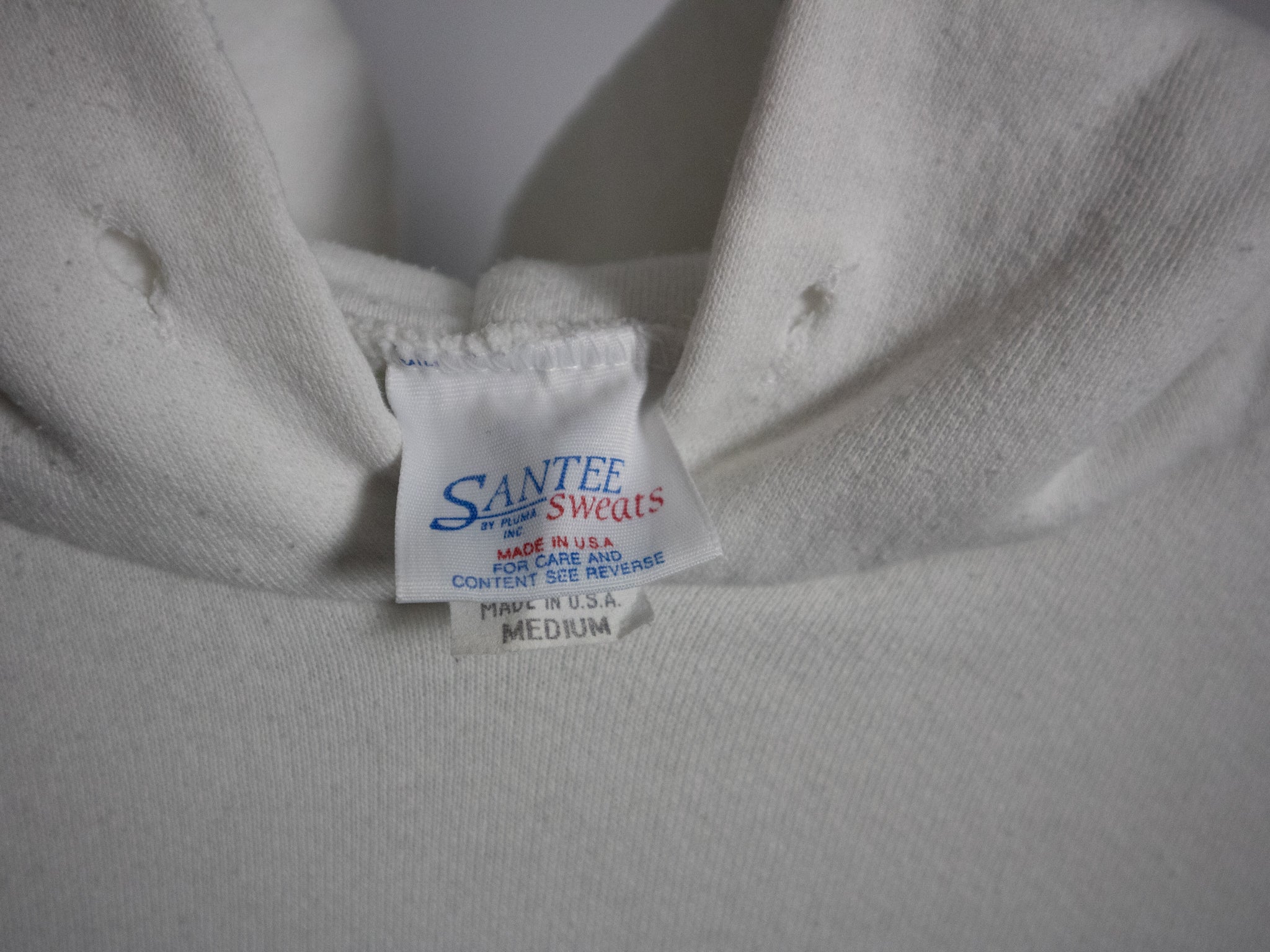 1990S SANTEE SWEATS WHITE HOODIE / MEDIUM