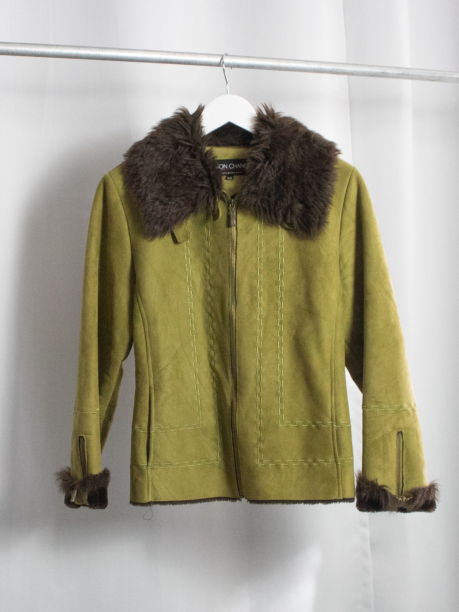 SIMON CHANG OLIVE FUR JACKET  / SMALL