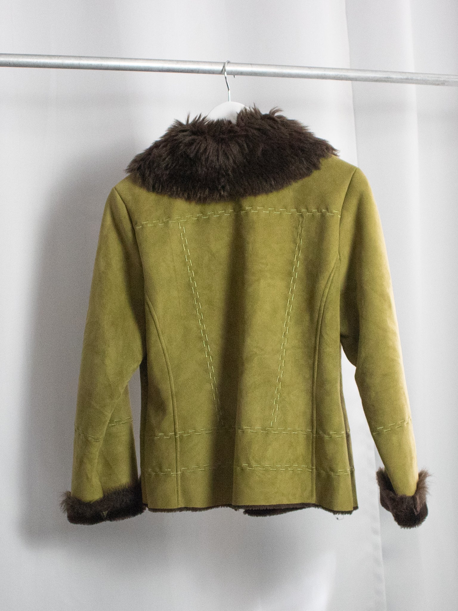 SIMON CHANG OLIVE FUR JACKET  / SMALL