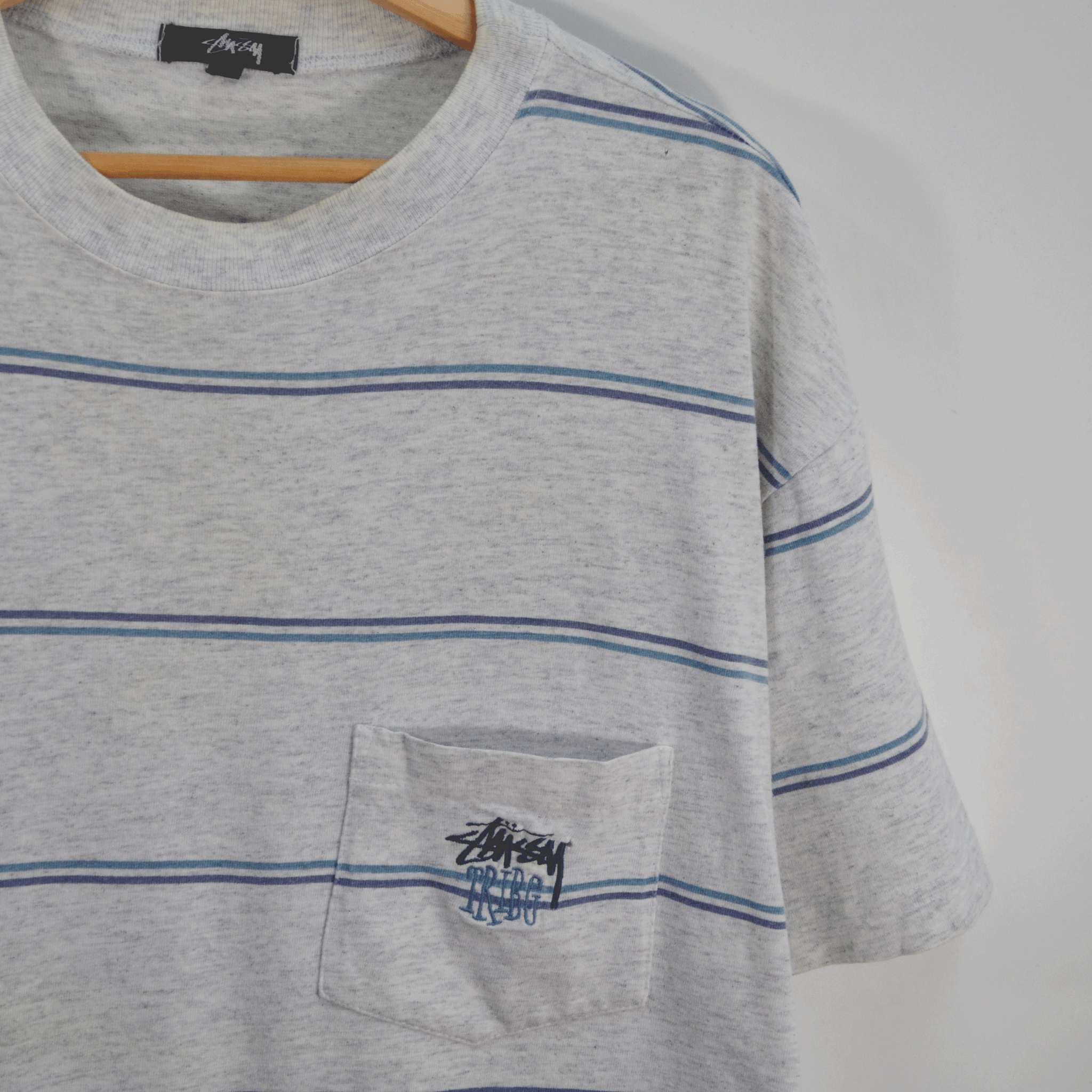 1980S STRIPPED STUSSY TOMTOM TEE / LARGE