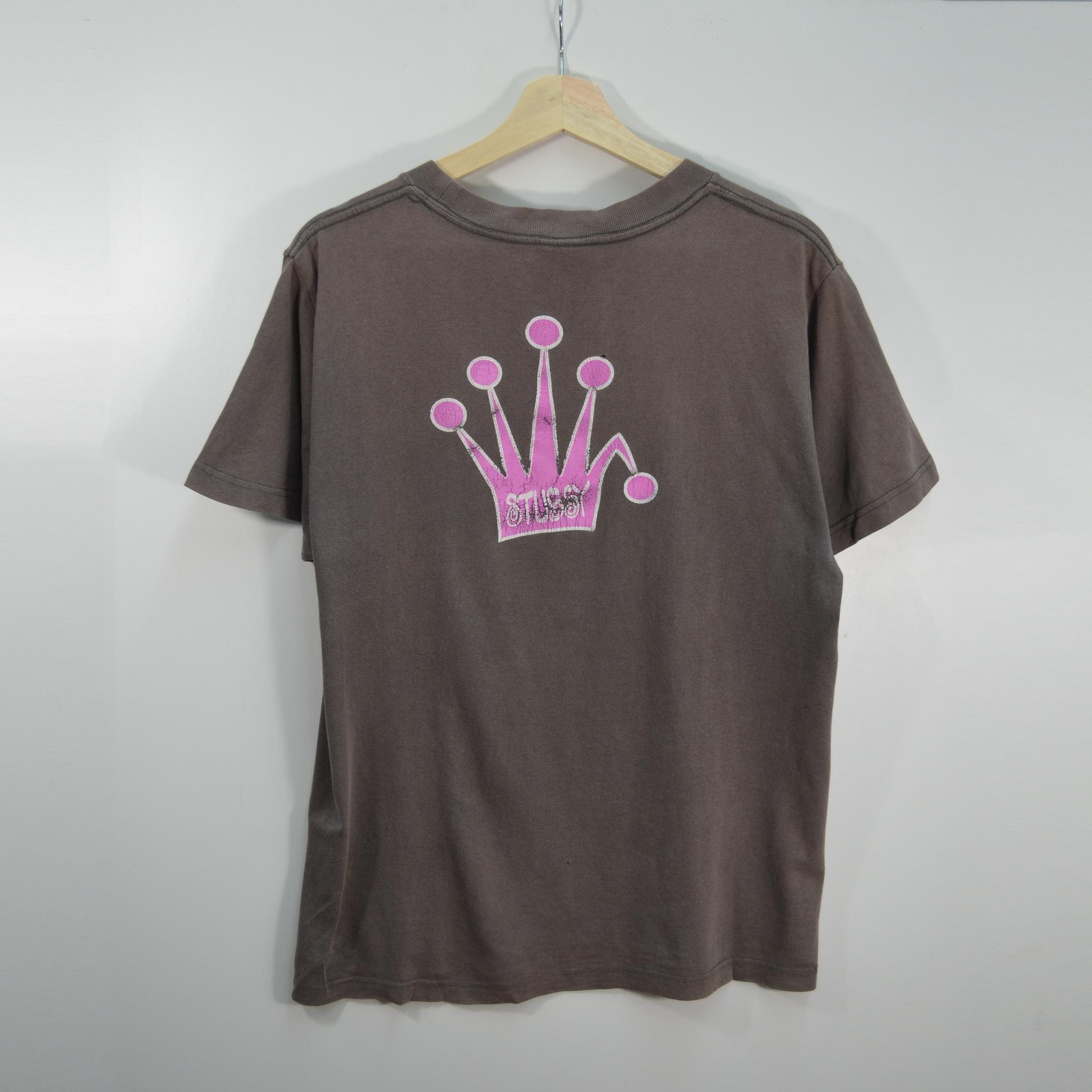 00S STUSSY BROWN CROWN TEE / MEDIUM