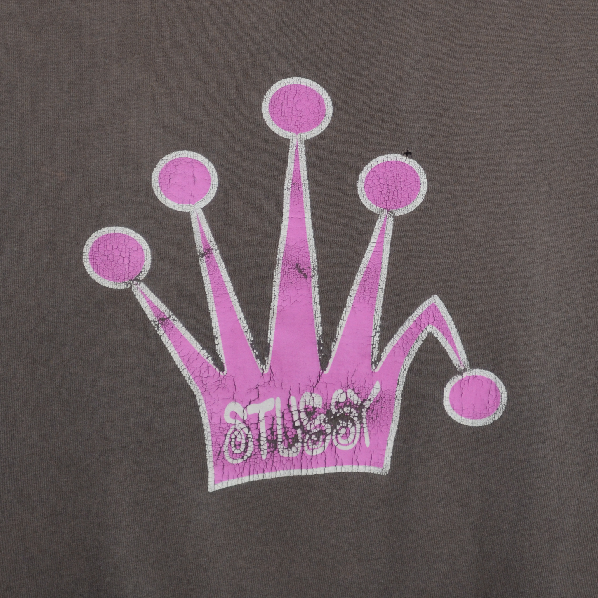 00S STUSSY BROWN CROWN TEE / MEDIUM
