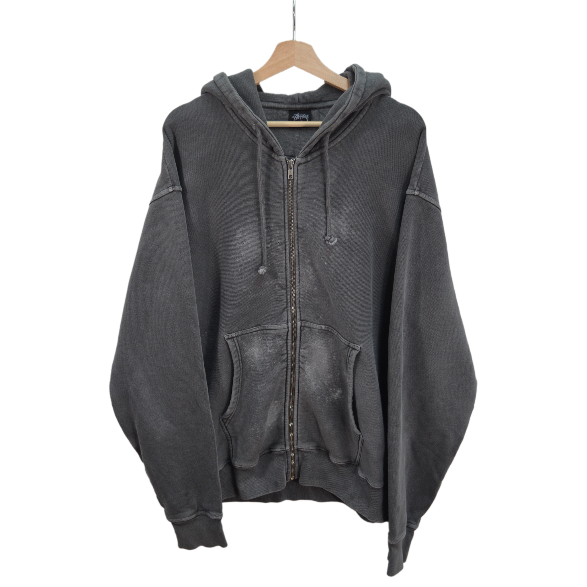 GREY STUSSY HOODIE / LARGE
