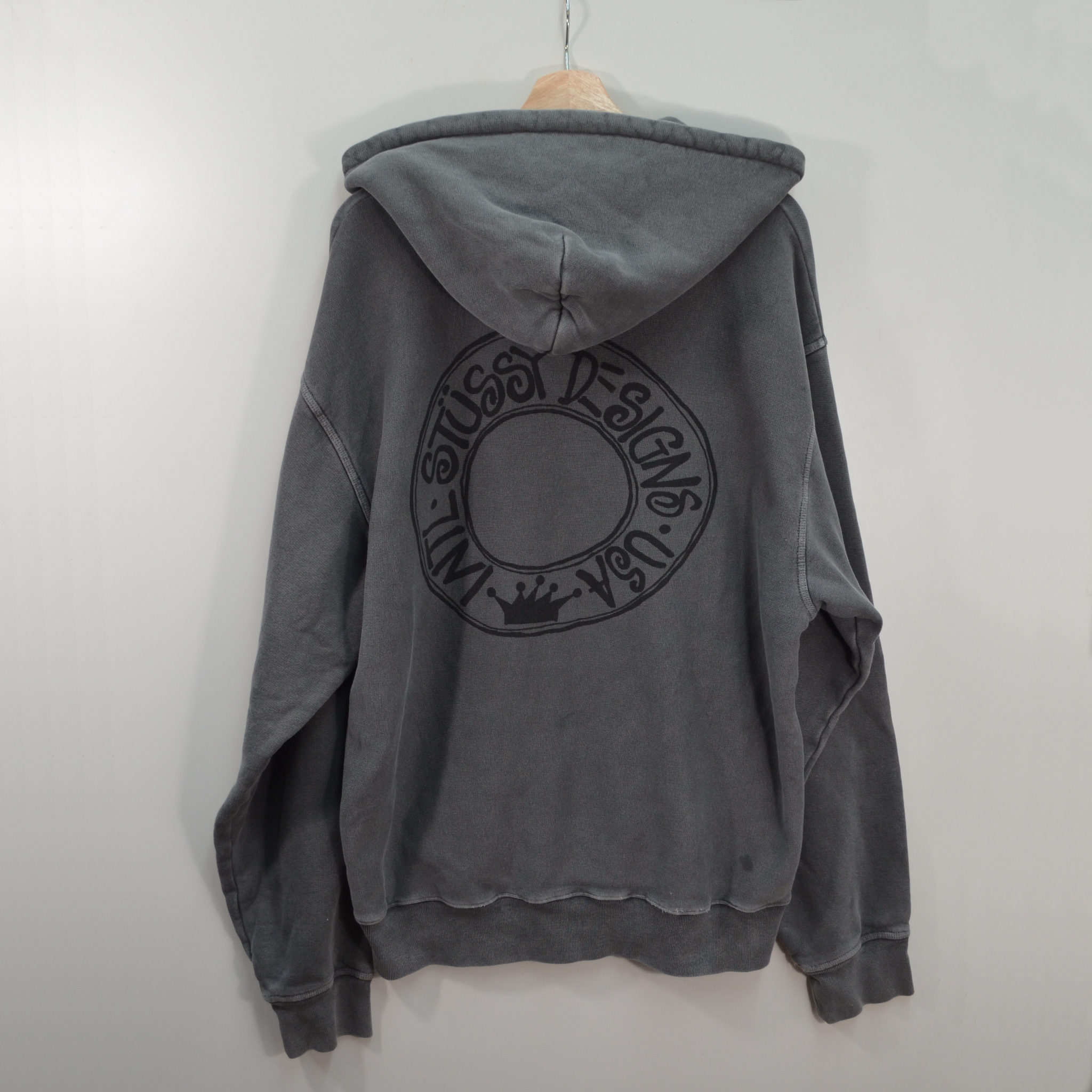 GREY STUSSY HOODIE / LARGE