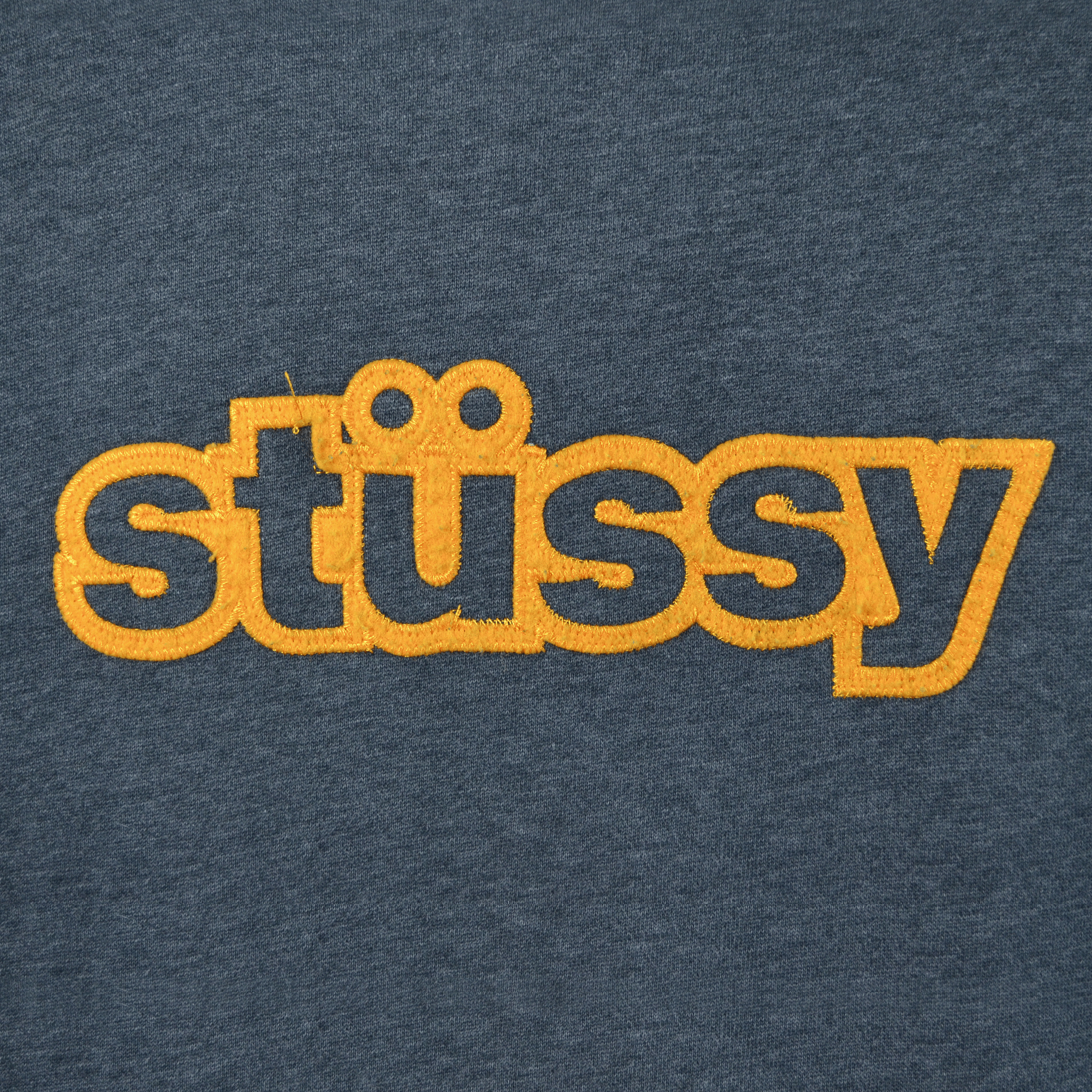 1990S GREY STUSSY YELLOW OUTLINE LOGO HOODIE / MEDIUM