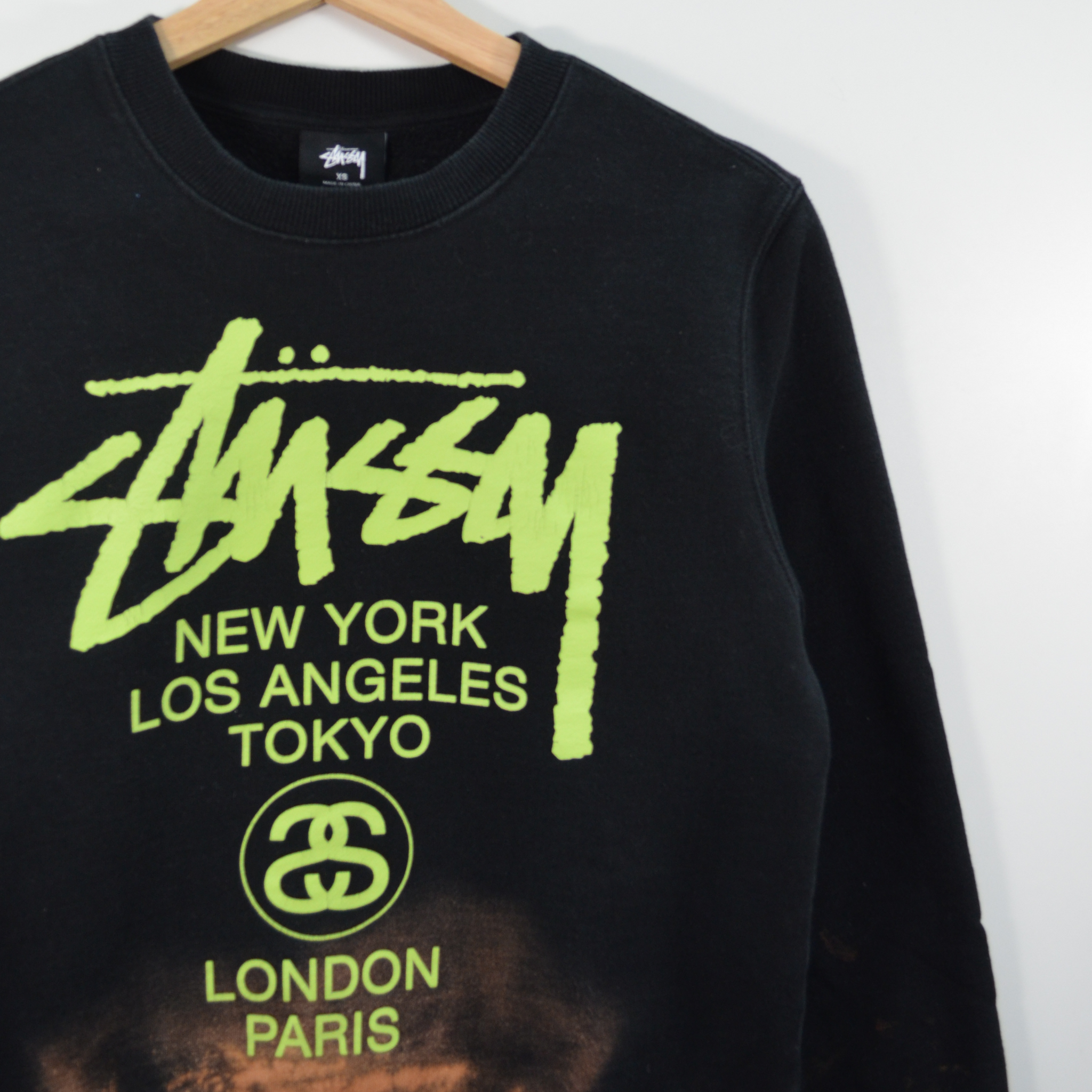 STUSSY BLEACHED CITY CREWNECK / XSMALL