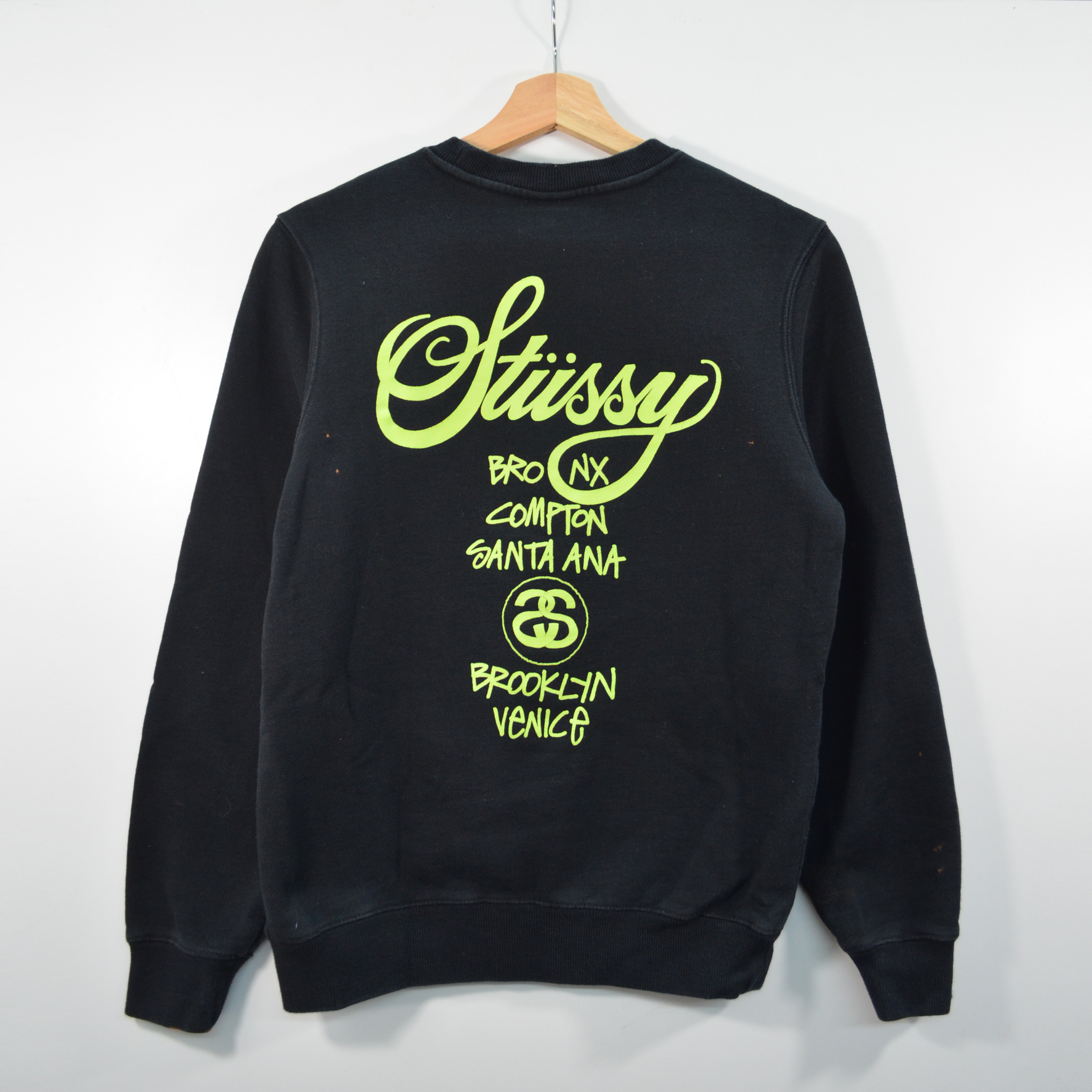 STUSSY BLEACHED CITY CREWNECK / XSMALL