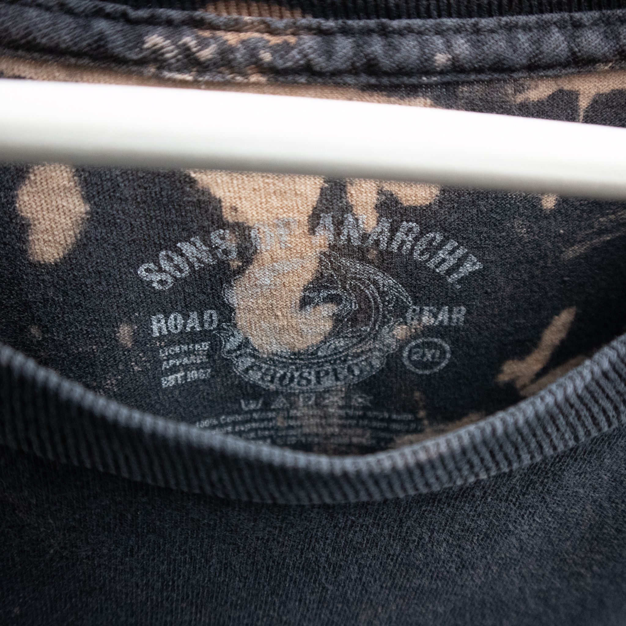 Sons Of Anarchy Vintage Tee Charming, California Skull Gun Tee Bleached Tag