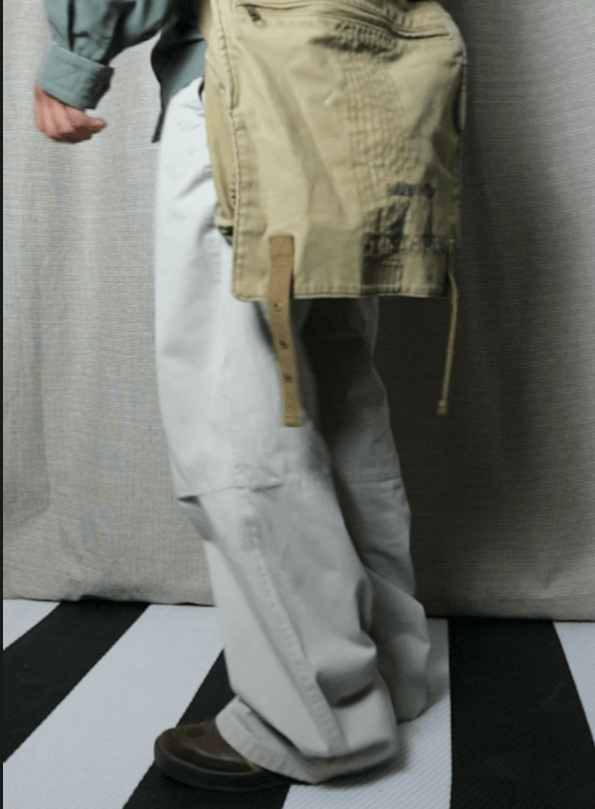 2000s GROGGY BEIGE WIDE LEG PANTS / 34X32