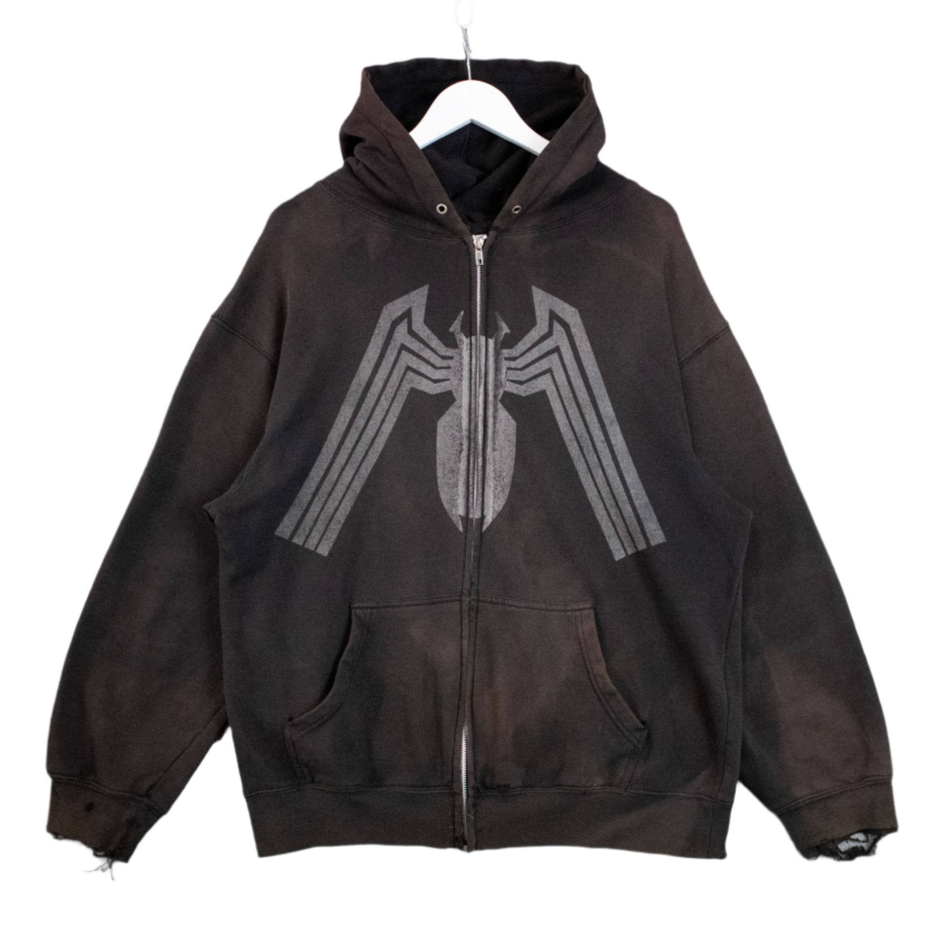 Marvel Venom Distressed Sun Faded Hoodie Spider Front