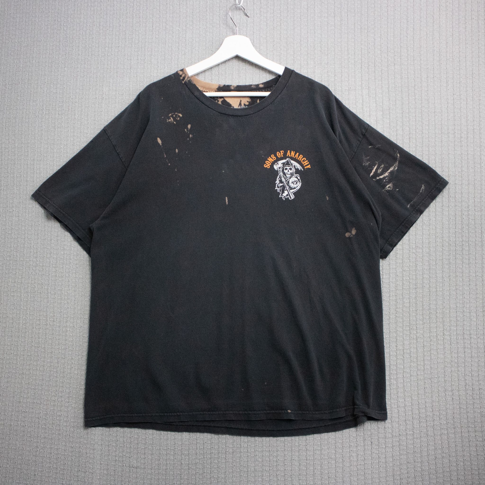 Sons Of Anarchy Vintage Tee Charming, California Skull Gun Tee Bleached Front