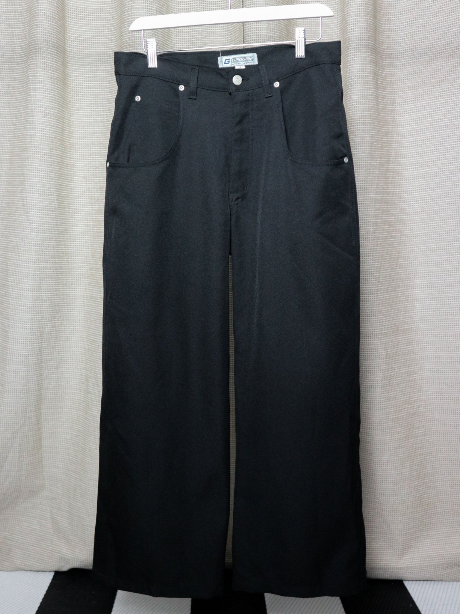 2000s GROGGY BLACK WIDE LEG PANTS / 28X30